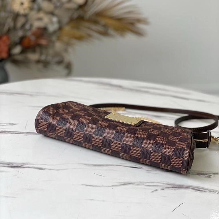 Louis Vuitton Eva 2Way Chain Shoulder Bag 9.8in/ 25cm Brown Damier Ebene For Women N55213