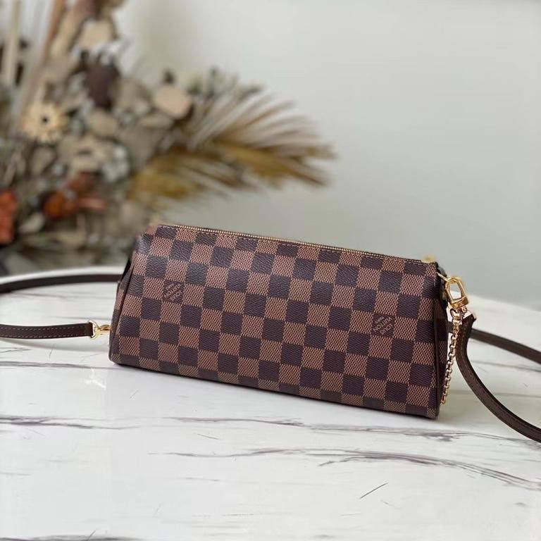 Louis Vuitton Eva 2Way Chain Shoulder Bag 9.8in/ 25cm Brown Damier Ebene For Women N55213