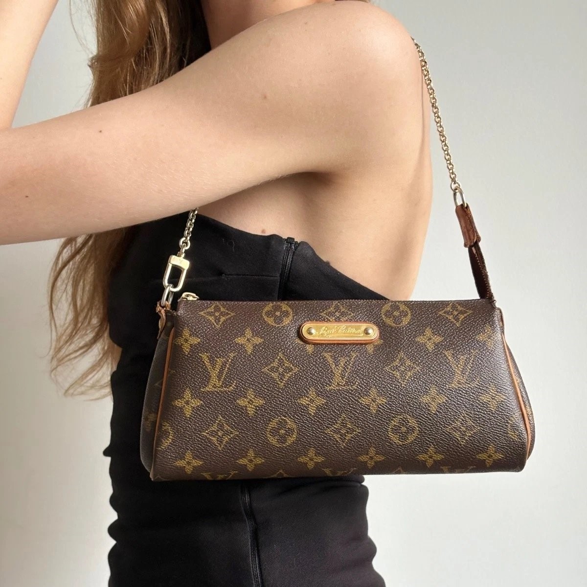 Louis Vuitton Eva 2Way Chain Shoulder Bag 9.8in/ 25cm Brown Monogram For Women
