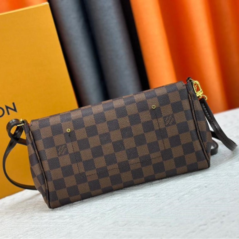 Louis Vuitton Favorite PM Crossbody Bag 9.5in/ 24cm Brown Damier Ebene Gold Hardware For Women N41276