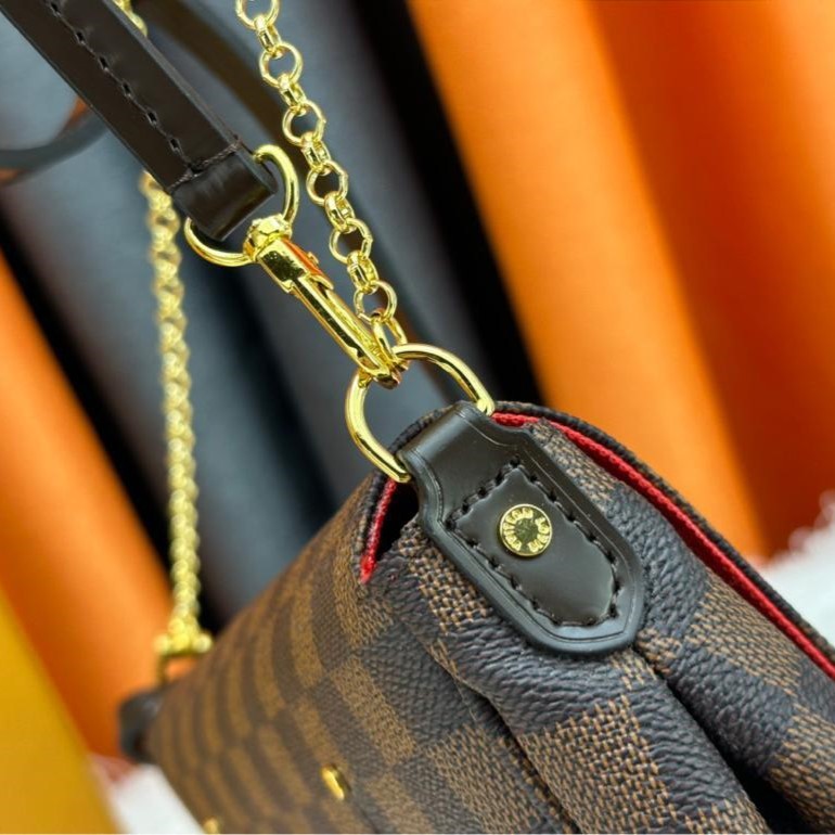 Louis Vuitton Favorite PM Crossbody Bag 9.5in/ 24cm Brown Damier Ebene Gold Hardware For Women N41276