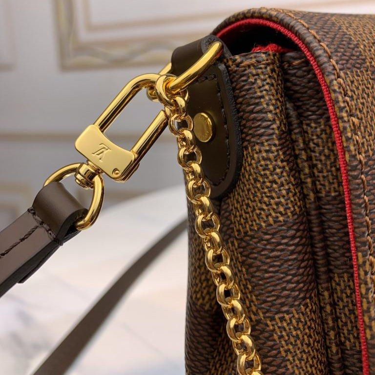 Louis Vuitton Favorite PM Crossbody Bag 9.5in/ 24cm Brown Damier Ebene Gold Hardware For Women N41276