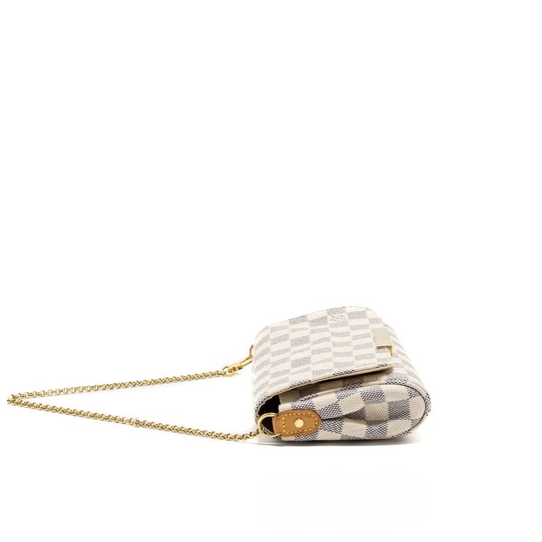 Louis Vuitton Favorite PM Crossbody Bag 9.5in/ 24cm Damier Azur Gold Hardware For Women N41277