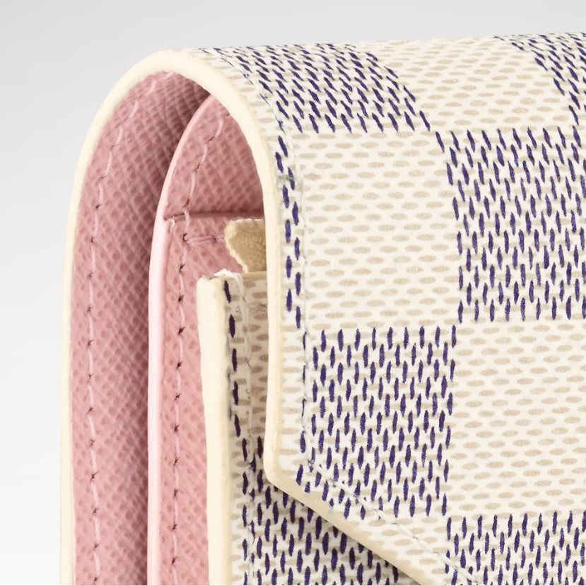 Louis Vuitton Victorine Wallet 4.7in/ 12cm Ballerine Pink Damier Azur For Women N64022