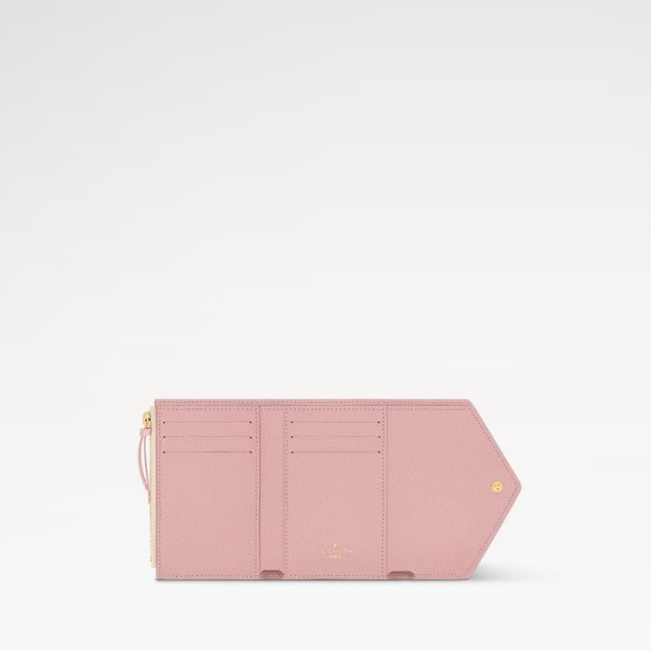Louis Vuitton Victorine Wallet 4.7in/ 12cm Ballerine Pink Damier Azur For Women N64022